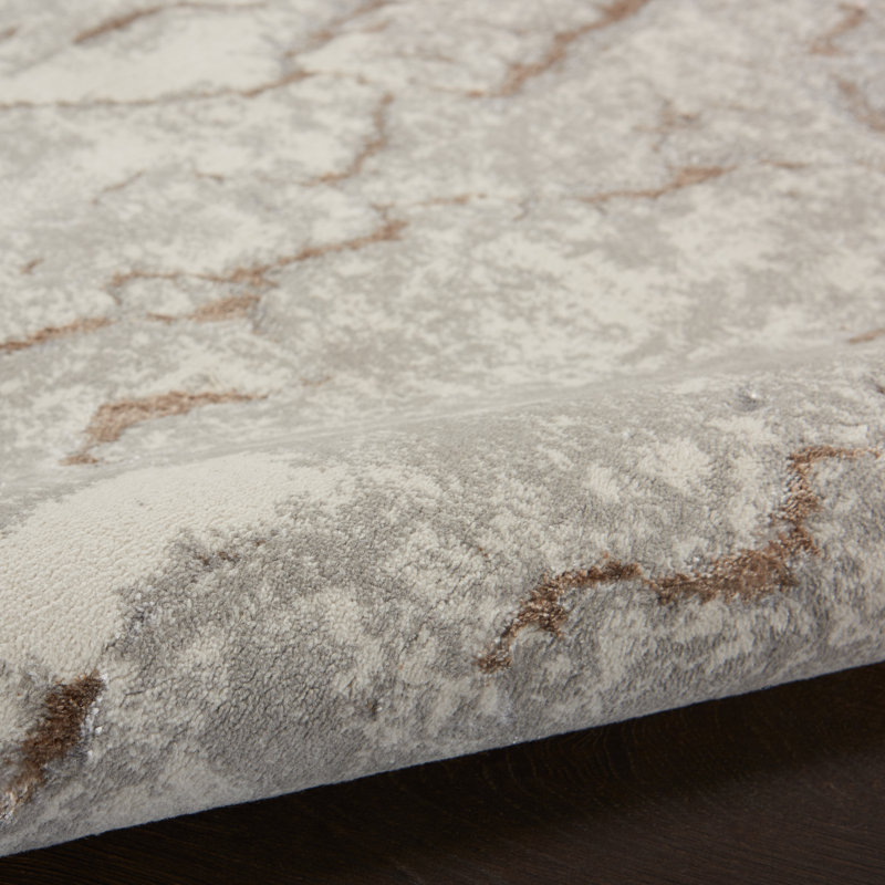 Gray Abstract 5' x 7' Synthetic Easy Care Area Rug