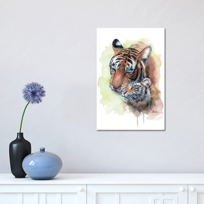 Mother And Baby Tigers - Wrapped Canvas Painting