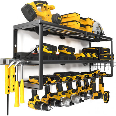 Organisateur d'outils robuste avec station de charge - support mural 32 po et multiprise