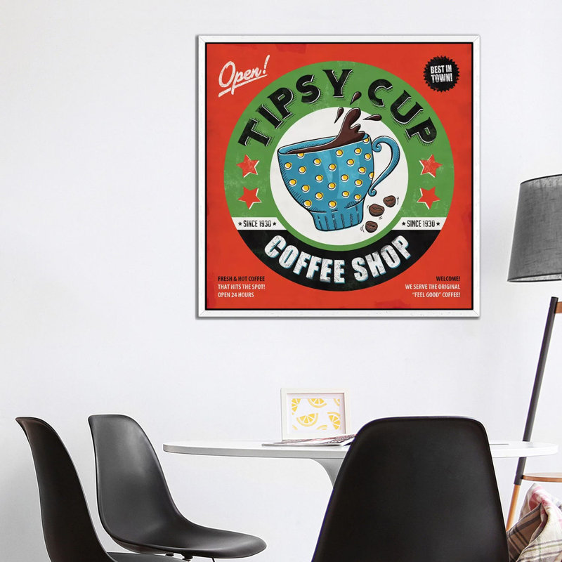 Tipsy Cup by Ester Kay - Print on Canvas, White Framed, 93.98 cm H x 93.98 cm W