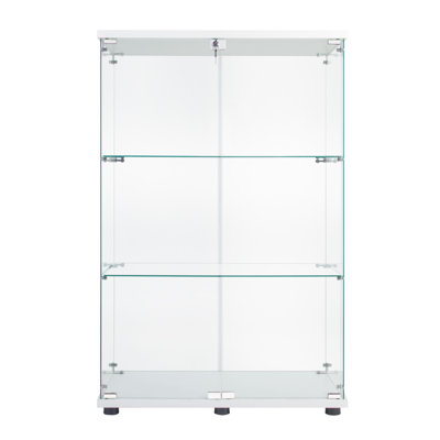 Two Door Glass Cabinet Glass Display Cabinet With 3 Shelves, Storage Cabinet, Display Cabinet, Glass Cabinet by Wrought Studio