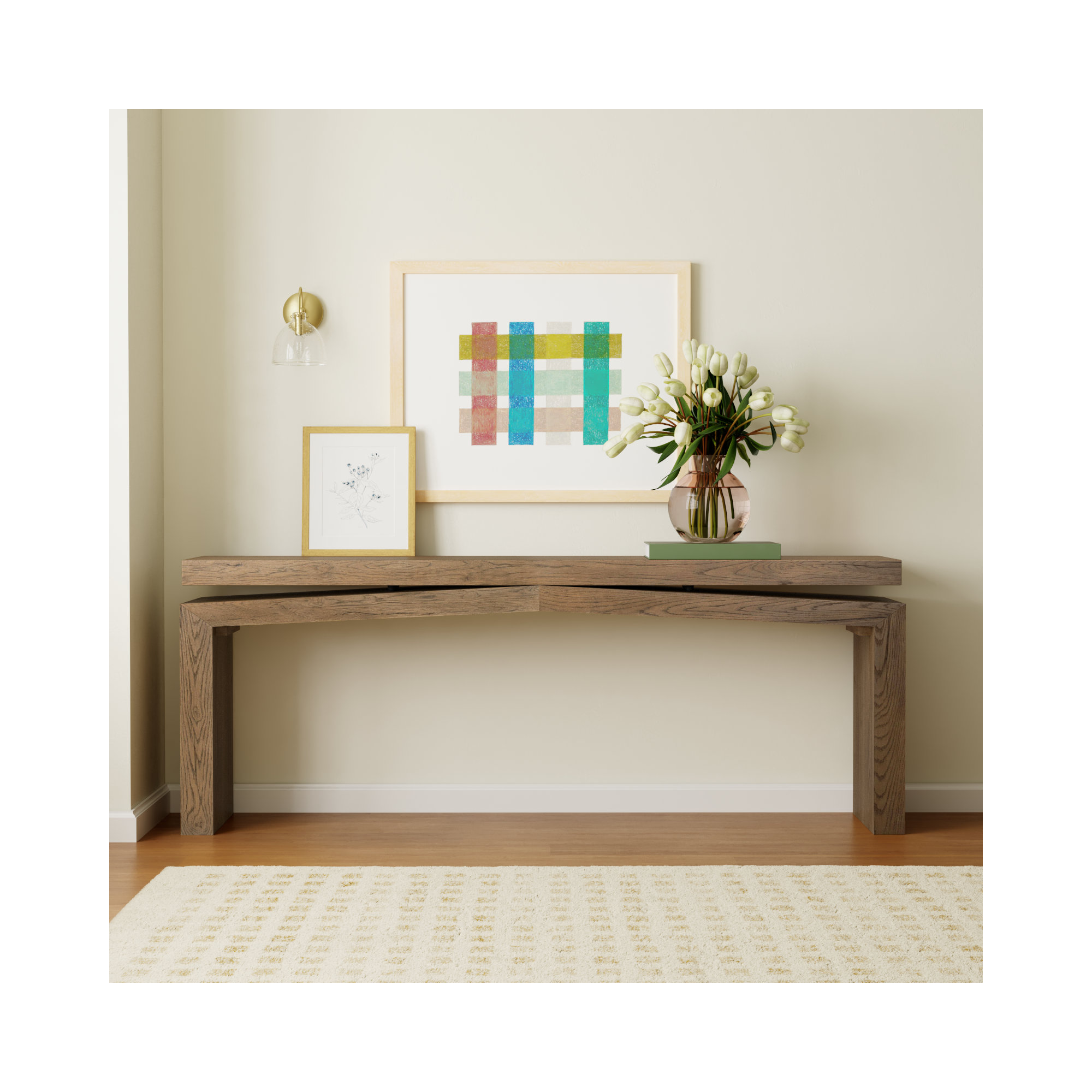 Henn Solid Wood Console Table, Rustic Gray, 30.75" H x 78.75" W x 15" D