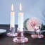 Ensemble de 6 porte-bougies effilés en verre transparent - Base standard stable en verre épais de 0,85 po pour la décoration de souper, de mariage et de table
