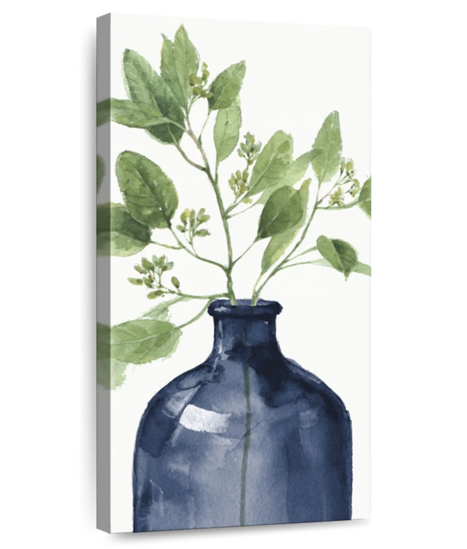 Mixed Greenery I Navy, 24" H x 12" W