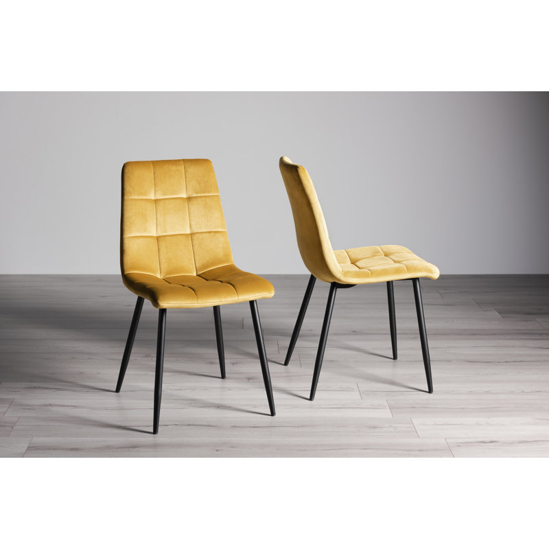 Cressida 283.97cm H Polyester Blend Upholstered Side Chair, Mustard