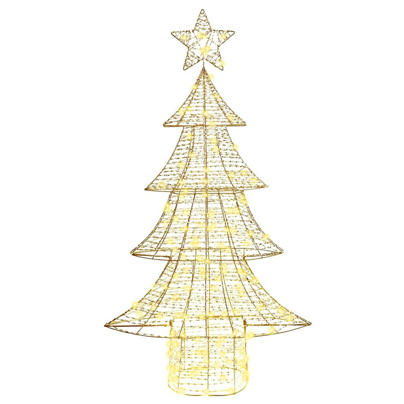 vidaXL Christmas Tree with 240 LEDs Acrylic, Warm White/Gold, 151cm H x 86cm W x 22cm D