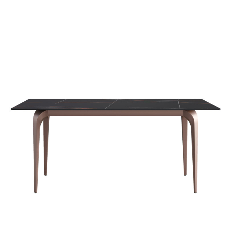 Table de salle à manger rectangulaire L 70,96 po x l 35,52 po Eaimor, Noir, H 29,53 po x l 70,87 po x P 35,43 po, Champagne