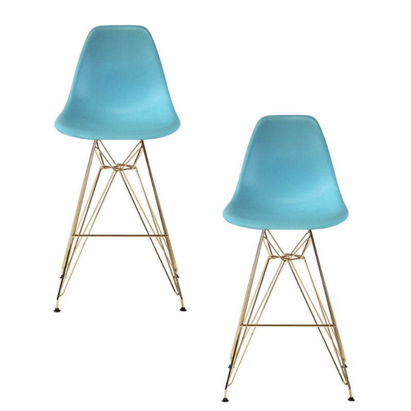Tabouret de bar 29,5 po Chilmark, Bleu, Or