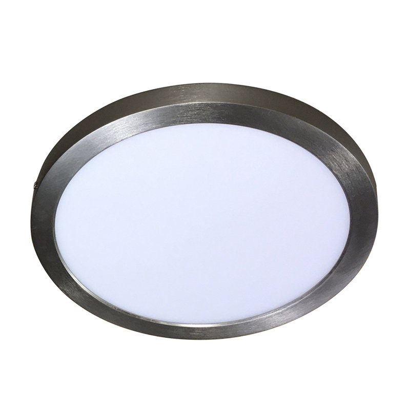 Plafonnier encastré 1 lumière à DEL intégré en nickel brossé, H 1 po x l 7 po x P 7 po