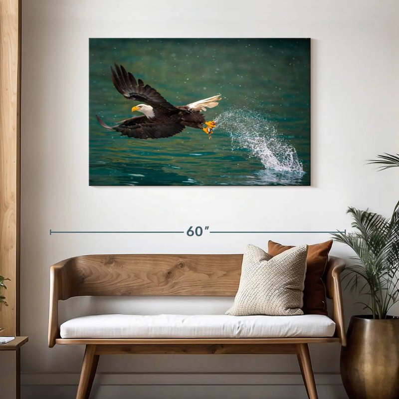 Brampt Eagle Catching Prey, 30" H x 45" W
