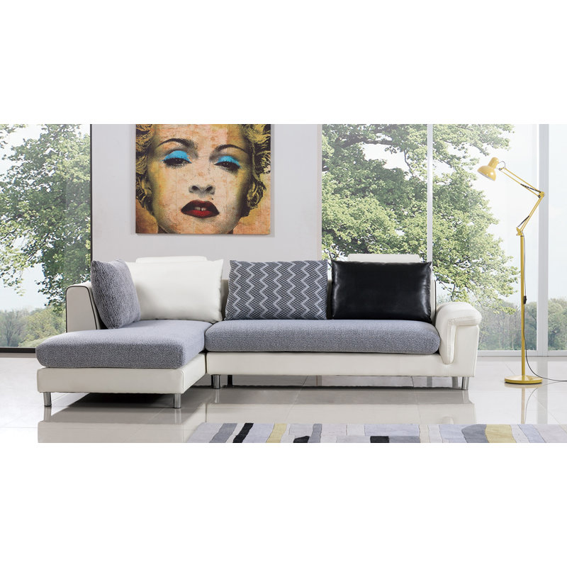 Henkle Faux Leather L-Shaped Sectional, Left Hand Facing