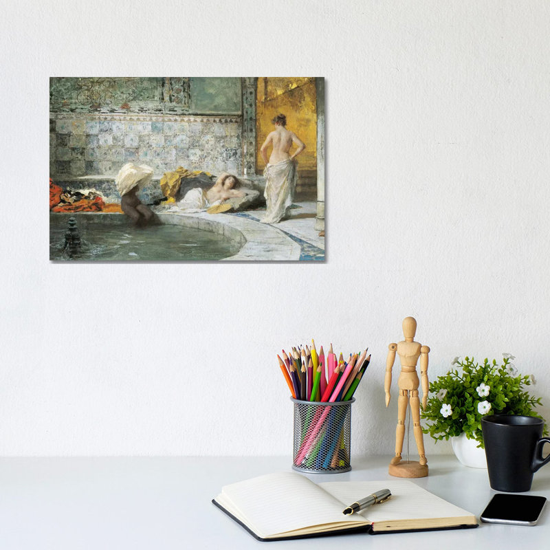 Turkish Bath by Domenico Morelli - Wrapped Canvas Painting, 20.32 cm H x 30.48 cm W