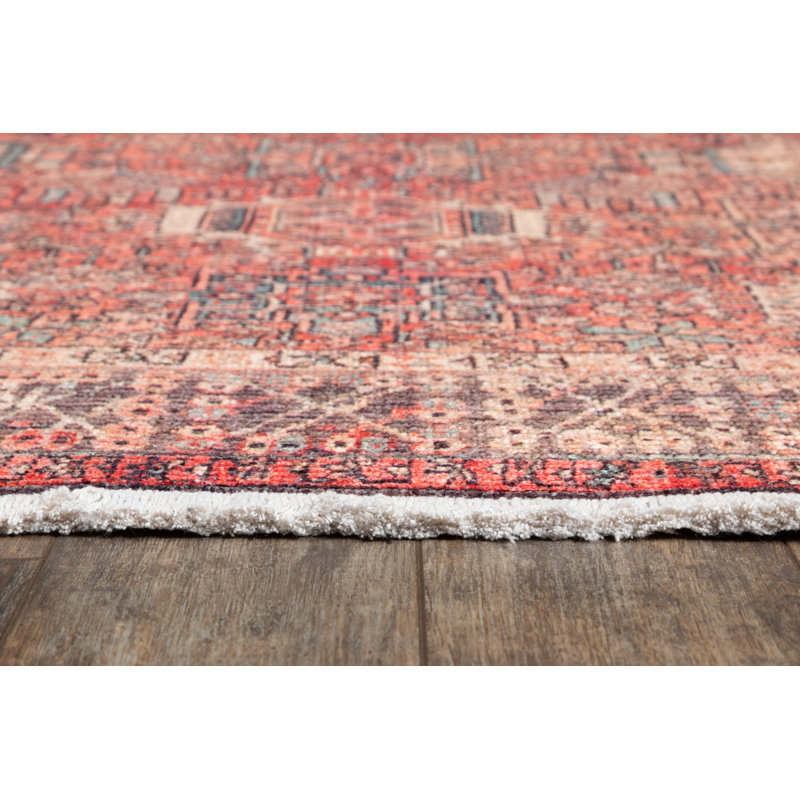 Conroy Red and Blue Stain-Resistant Synthetic Rug