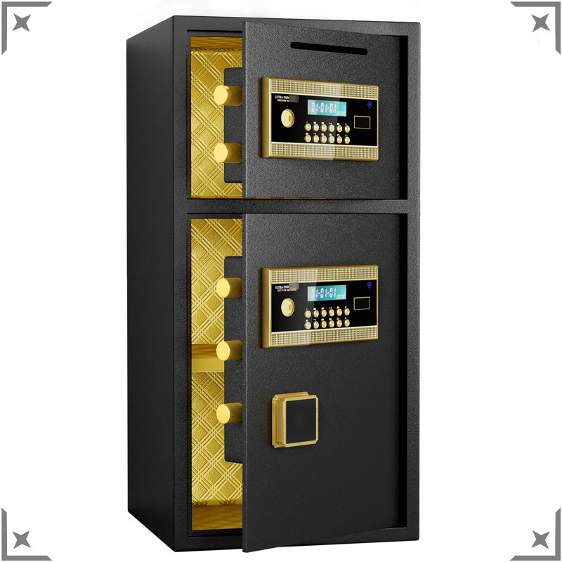 Coin - Operated, And Waterproof Safe, Large Double Door, 6.0 Cubic Feet, Digital Security, Hidden Code Function, All Steel Construction, Wall Mount, Thickened All Double Door Coin Steel, Mount