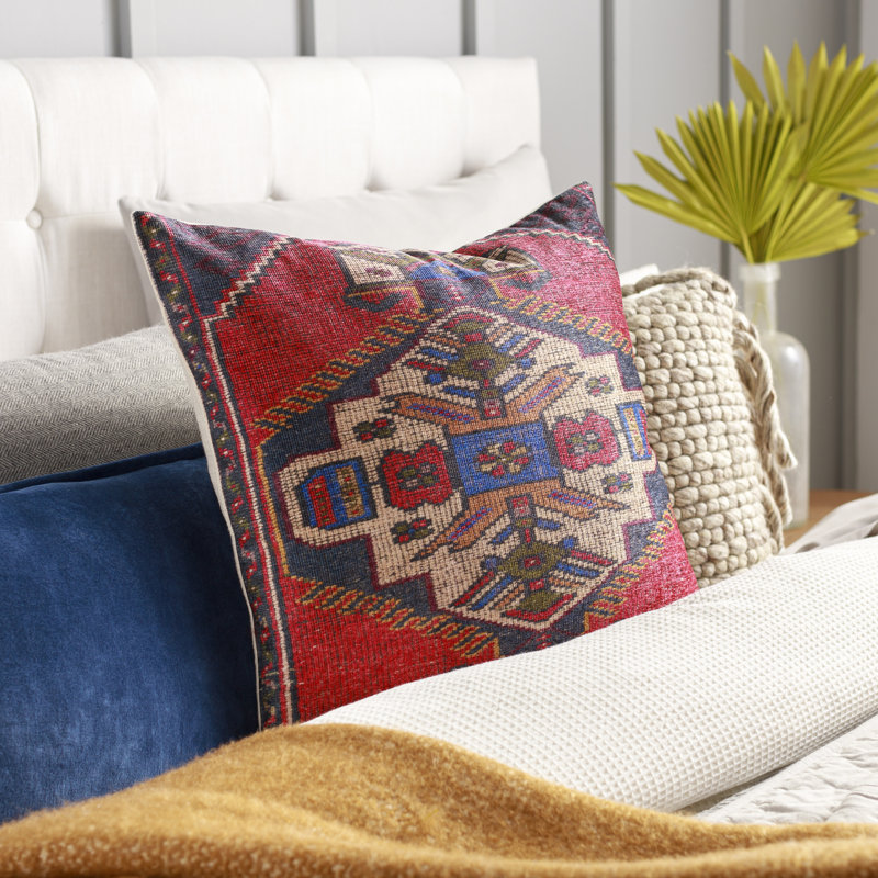 Javed Floral Chenille Throw Pillow, 22" x 22", Down