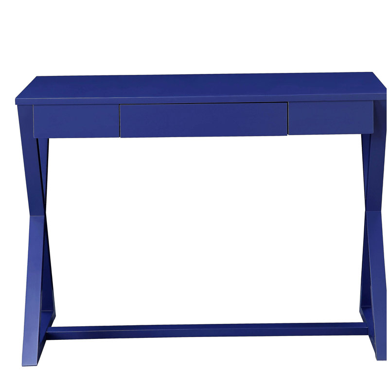 Bureau d'écriture 1 tiroir Twilight Blue avec base en forme de X, 30.67" H x 42.67" W x 19.67" D
