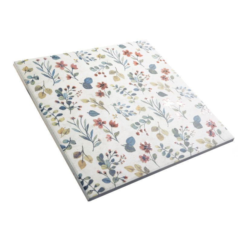 Garden 10" x 10" Porcelain Floral Wall & Floor Tile, Red/Beige