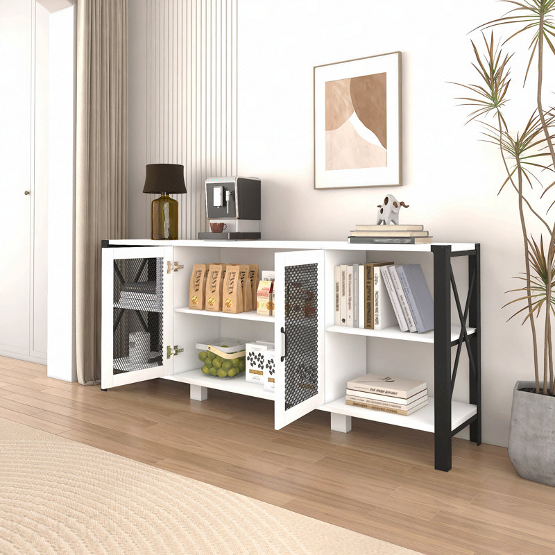 Farmhouse Open Shelf Entertainment Center for 80" TVs