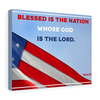 Blessed is the Nation 1 Piece Wrapped Canvas Wall Art