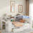 Wood Daybed With Storage Shelves, 2 Drawers, Charging Station, Led, Desk And Upholstered Headboard-414183018-414183016