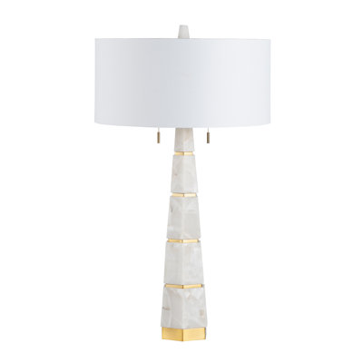 35.75" Metal Table Lamp With White Shade