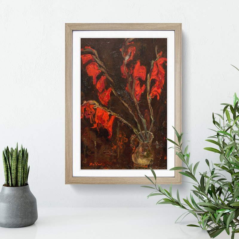 Red Flowers by Chaim Soutine - Framed Print, 36cm H x 27cm W x 2cm D, Oak Framed