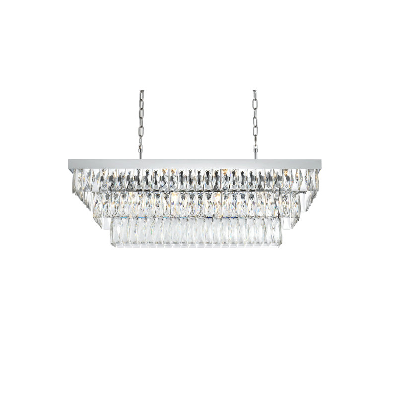 Lustre rectangulaire 36 pouces Iva, Chrome chrome