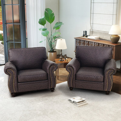 42" W Fabric Armchair With Solid Wood Legs（Set Of 2）