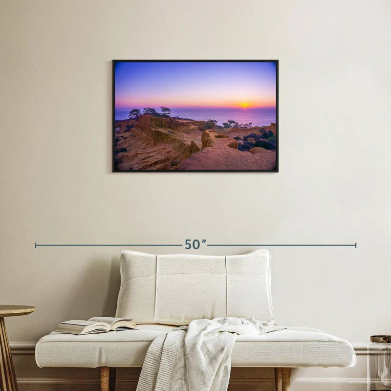 Coucher de soleil Torrey Pines, Cadre flottant noir, 31 po x 21 po