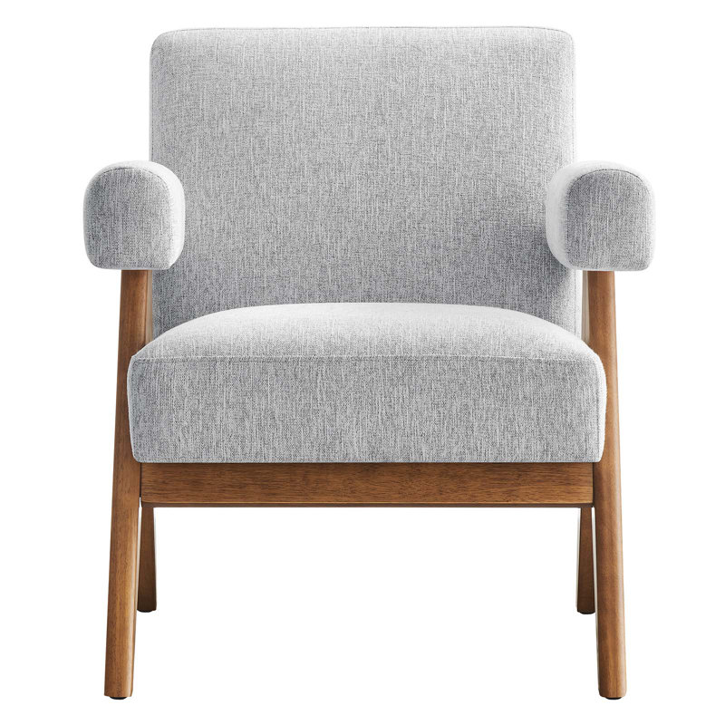 Light Gray Fabric Armchair with Manufactured Wood Frame