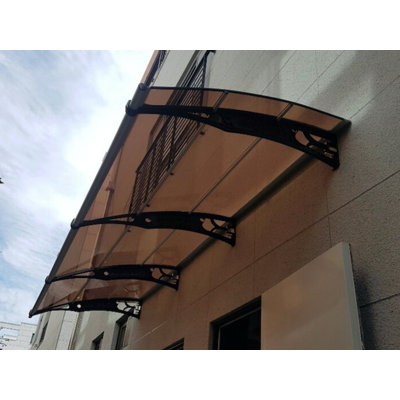 CANOFIX 4m Width x 1.27m Depth Door Canopy Black-Bracket Bronze-Sheet