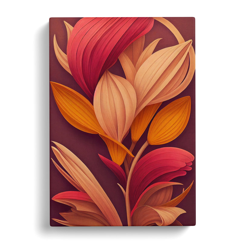 Art Deco Flowers No.1 - Wrapped Canvas Print, 50cm H x 35cm W x 3cm D