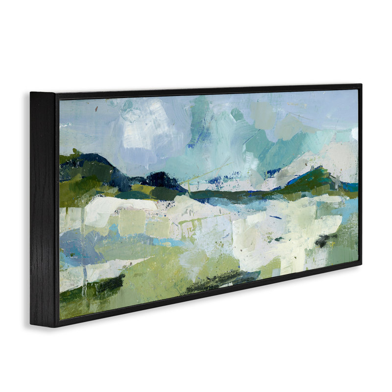 «Restless Landscape Impression Giclee Art» par Donna Weathers, Giclée encadrée noir minuit, H 10 po x l 24 po