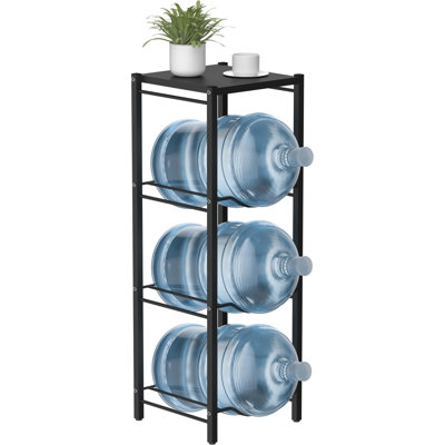 5 Gallon Water Jug Rack - 3 Tier Detachable Bottle Holder Storage Organizer Shelf, Heavy Duty Dispenser Stand For Kitchen, Office, Home, Black