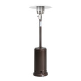 Outdoor 46,000 BTU Iron Propane Gas Standing Patio Heater with Wheels, Removable Iron Heater with Oxford Cover for Garden and Backyard, Brown