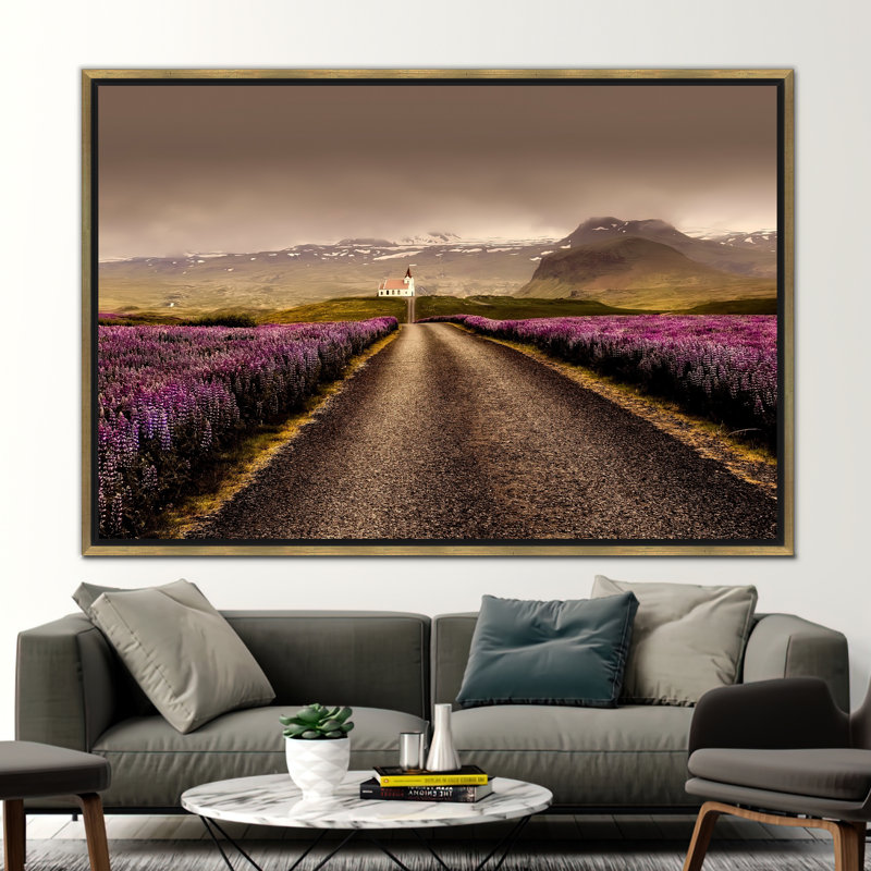 Toile ouverte, art mural, art de paysage, toile par temps nuageux, vue sur toile, décoration murale fleurs roses, décoration murale nature,