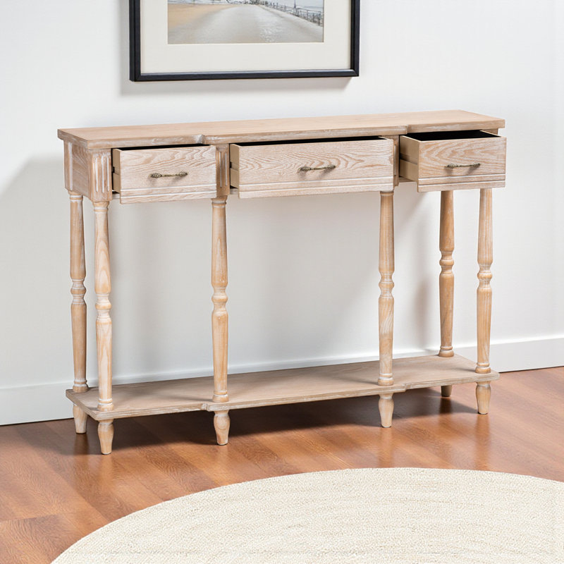 Marwood Console Table, 3-Drawers & lower shelf, Natural 33.90'' H X 48.00'' W X 13.00'' D, Natural