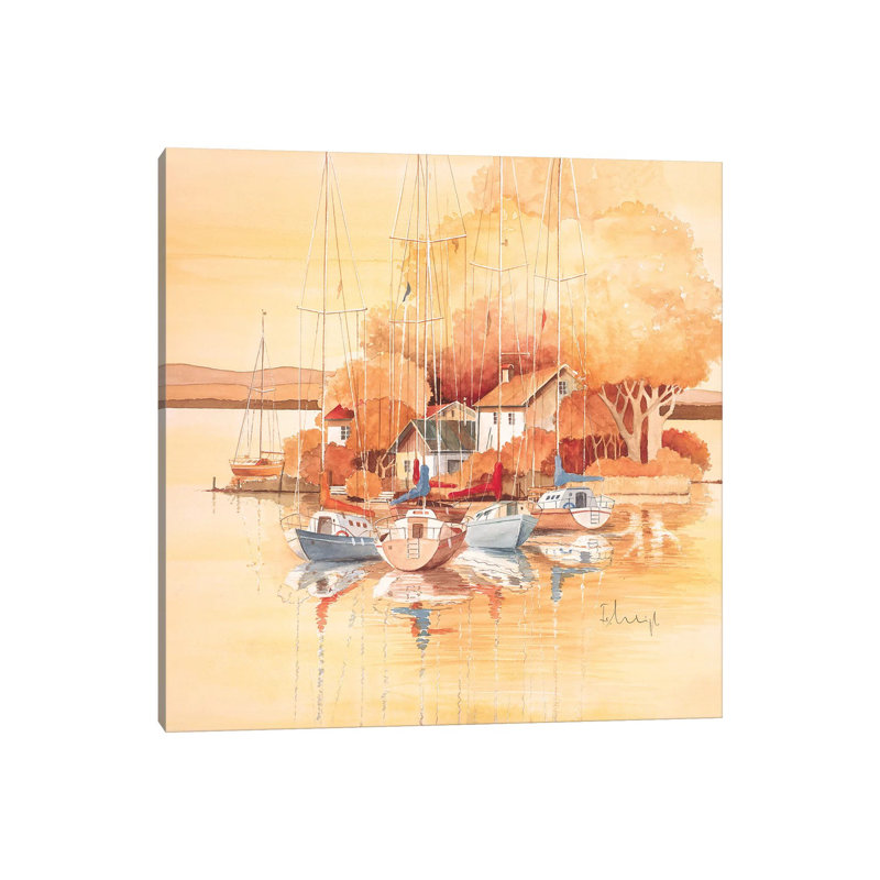 Boats I by Franz Heigl - Wrapped Canvas Painting, 30.48 cm H x 30.48 cm W