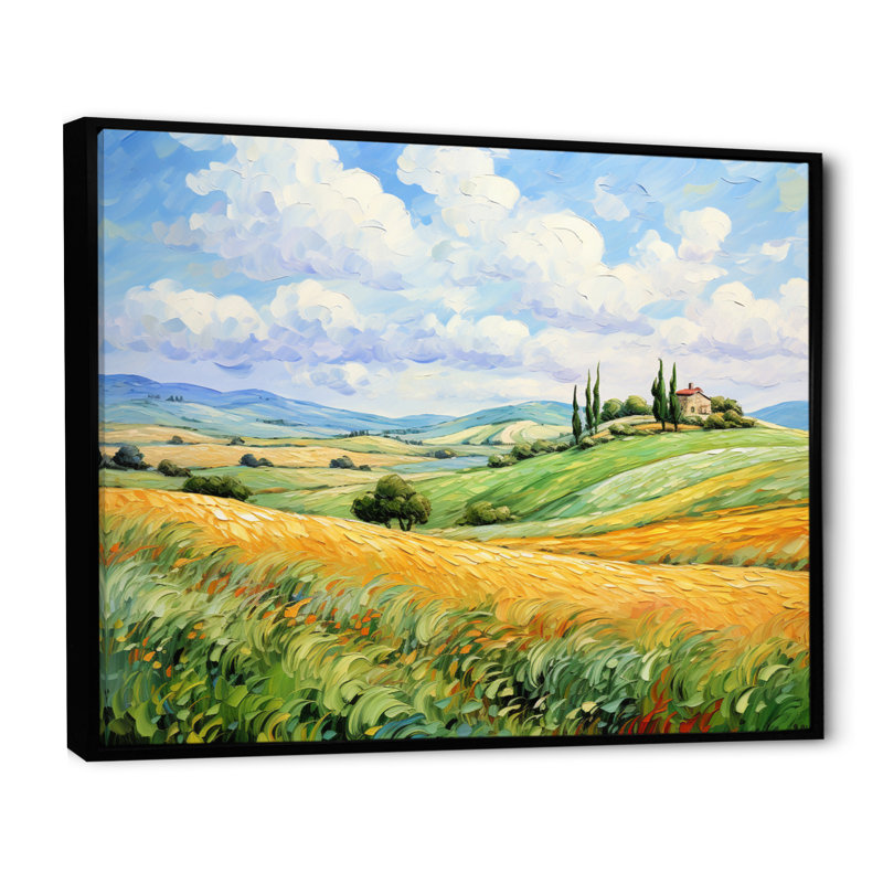 Van Gogh, reproduction d'art sur toile, "Rolling Hills I", H 34 po x l 44 po x P 1,5 po, Cadre flottant noir