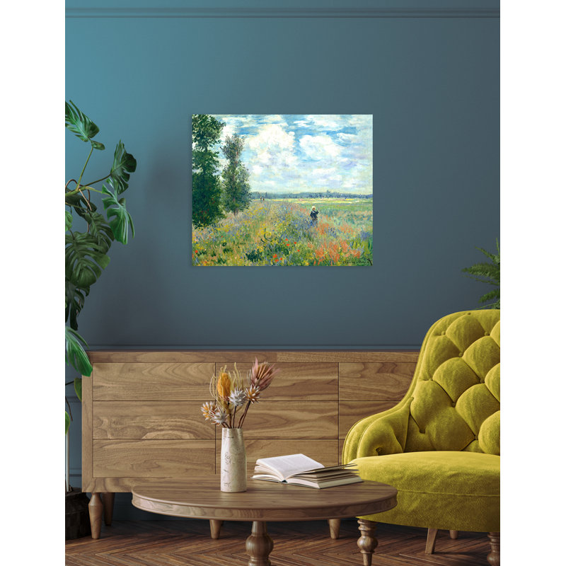 «Poppy Fields Near Argenteuil» par Claude Monet, reproduction d'art, H 20 po x l 24 po x P 0,75 po, Toile tendue
