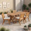 Ensemble de salle à manger d'extérieur 7 pièces en bois d'acacia avec table extensible et 6 chaises rembourrées