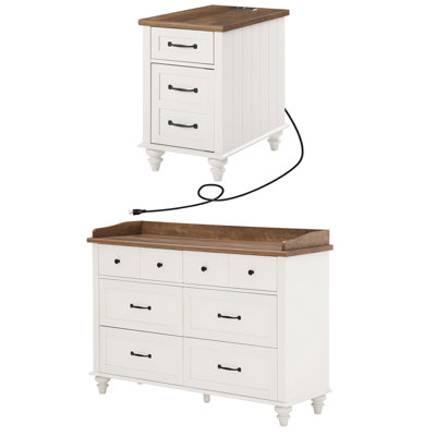 Ensemble de commode 2 pièces Ailan, une commode et une table de chevet