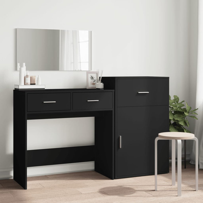 Dressing Table with Mirror, Black
