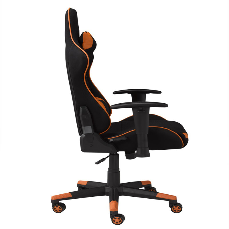 Inbox Zero Adjustable Swiveling PC & Racing Game Chair, Black/Orange