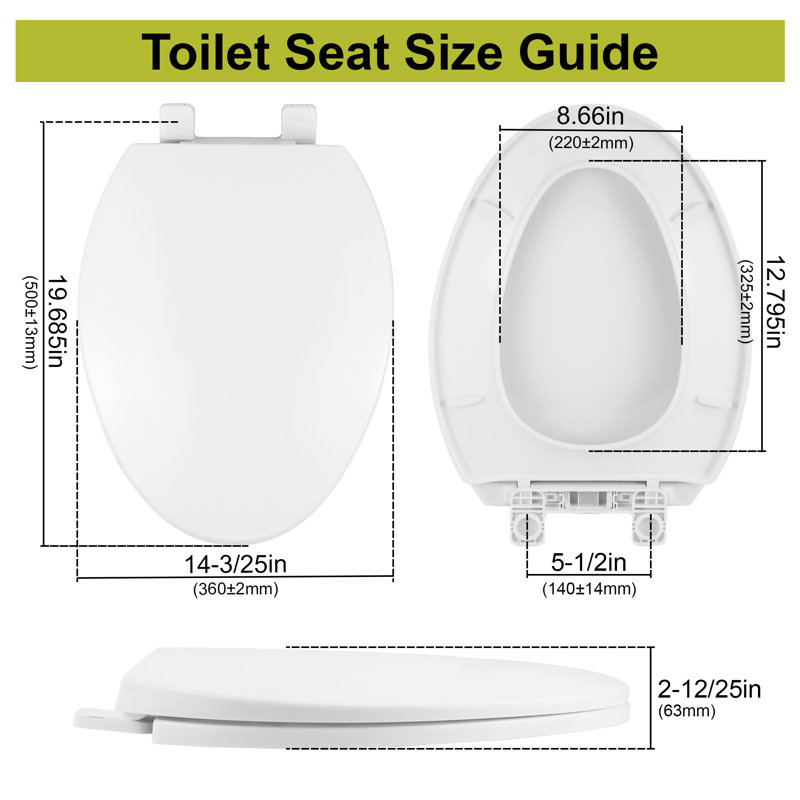 Elongated Toilet Seat Soft-Close Seat Cover, Quick Attach With Easy-Clean Surface