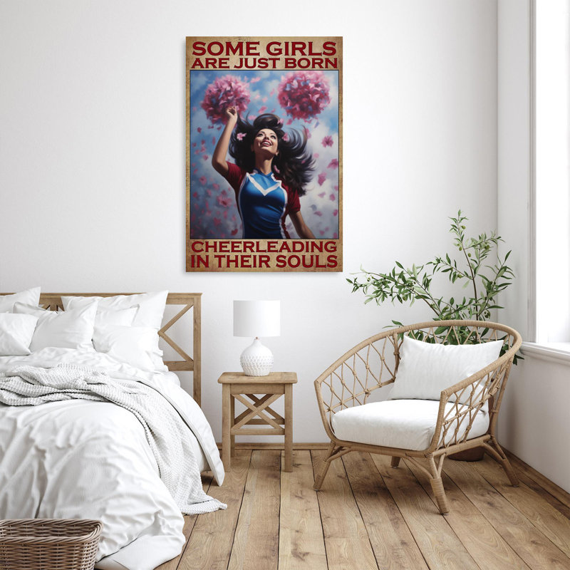 «Girls Just Born With Cheerleading», reproduction d'art graphique sur toile tendue sur toile tendue