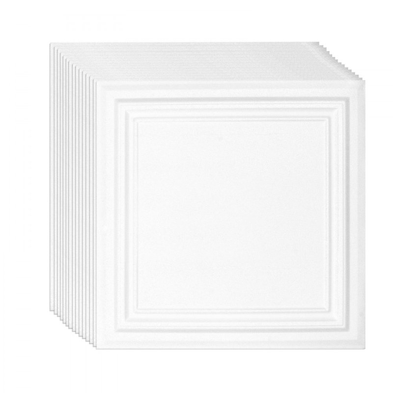 Carreaux de plafond 20 po x 20 po - Feuille de polystyrène de qualité supérieure, colle en plastique facile à installer / à couper, revêtement de plafond de sous-sol pour la décoration de la maison / bureau