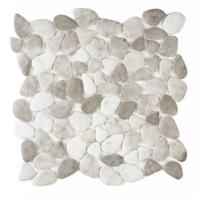 Huron Glass Pebbles Mosaic Tile, Silverado