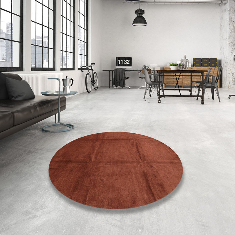 Tapis brun contemporain, Rond 6 pi