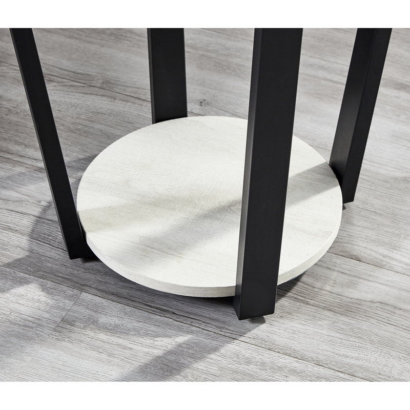 Table de bout ronde de style contemporain,. Polyvalent pour le jardin. Fabriqué à partir de qualité. Table élégante 20,5 x 20 po avec tablette. Design Home. Durable. H